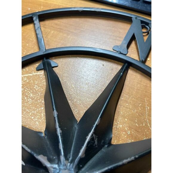 Distressed Metal Compass Rose Indoor/Outdoor Wall Hanging - Black